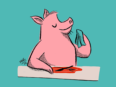 Polite Pig character character design design illustration mid century pig polite retro vintage