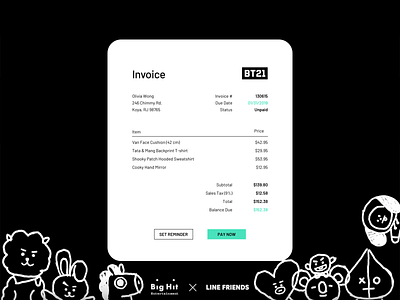Daily UI #046 Invoice bt21 daily ui invoice ui ui design uiux user interface ux design