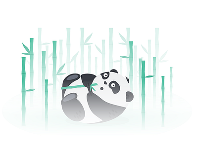 Panda Bamboo Forest animal asia asian bamboo bear black and white china chinese cute cute animal design eat forest gradient green illustration panda panda bear zen zenart