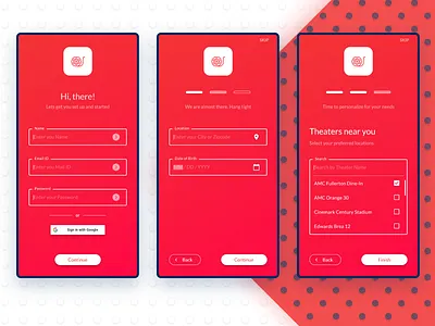 Movie App: Signup flow Exploration adobexd android app app design concept design exploration mobile app mobileapp movie app movie booking movie ticket reservation signup ui ux
