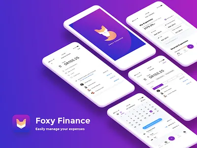 🦊 Foxy Finance app expenses finance fox ios iphone logo money purple share splash split ui