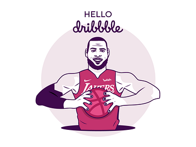 Hello Dribbble adobe illustrator basketball character design design dribbble dribbble ball dribbble debut flat graphic design illustration illustrator lakers portrait portrait art shot sport vector welcome shot