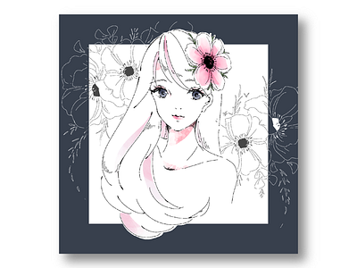 Anemone botanical illustration flower girl illustration