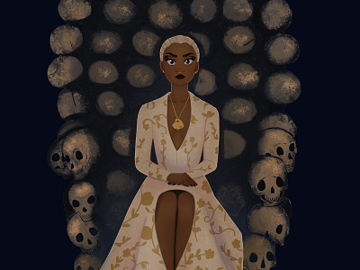 Prudence Night book illustration character character design chilingadventuresofsabrina design digital art digitalartist digitalwork folktale illustrations forest illustration netflix night sabrina serie illustration skulls tale throne witch