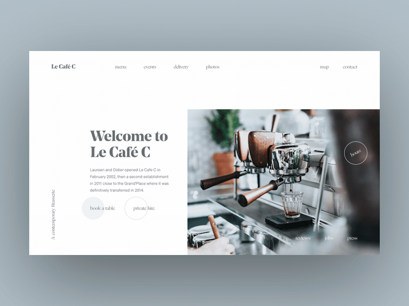 Coffee - Daily animated UI anim bar café coffee concept design desktop gif homepage interaction interface menu minimal motion scroll smooth transition ui ux web