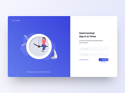 Timee Login Interface clean creative design designer login material signin simple ui ux vector