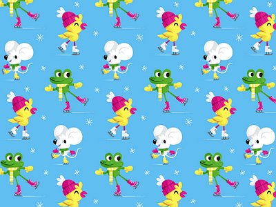 skating! character illustration pattern skwirrol spoonflower