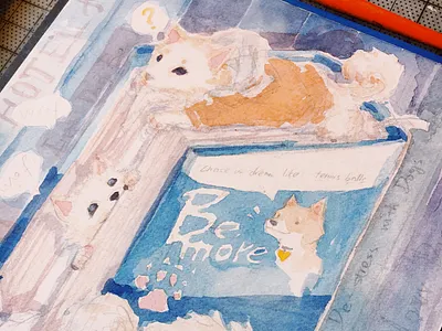 Dog illustration cute dog doggy illustration kawaii pets shiba watercolor 柴犬