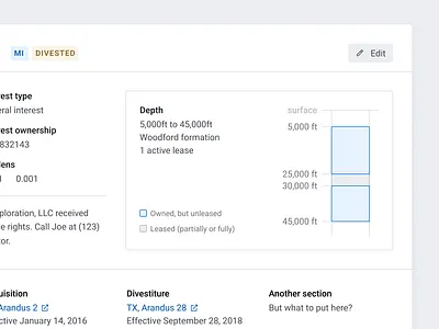 Depth visualization depth edit feet footage grid linked metadata notes organized tags visualization