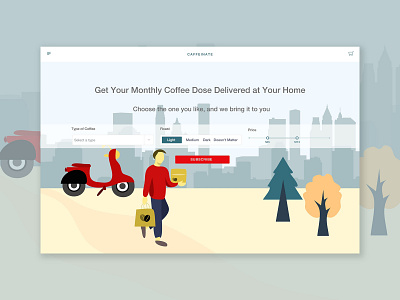 Caffeinate - Landing Page Design concept dailyui illustration landingpage uxchallenge uxdesign uxui vector