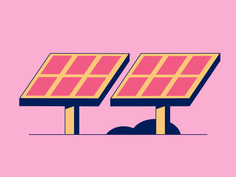 Solar panels 2d animation colour colours design electricity flat flatdesign gif green loop motion panel panels power solar sun vector