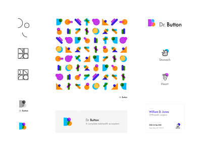 Doctor Button / branding exploration II app art direction brand branding communication doctor geometric geometry grid health illustration language logo logotype medical minimal overlay shapes vector visual identity