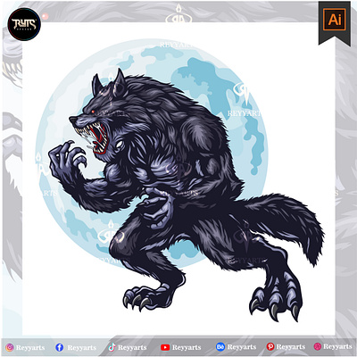 werewolf esport mascot logo design animal artwork design esport illustration logo mascot mutant vector werewolf wolf