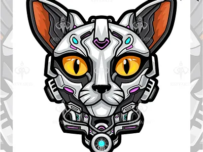 Cat head robot esport mascot logo design artwork cat cyberpunk cyborg design esport gaming gundam head illustration logo mascot mechanical print robot tattoo tshirt vector