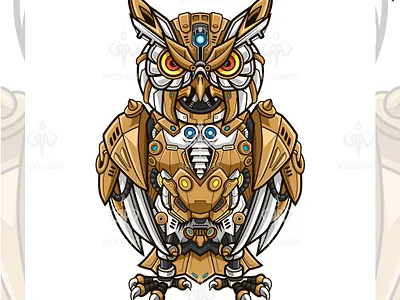 Owl robot esport mascot logo design artwork bird branding cartoon character design esport head illustration logo mascot nocturnal owl print reyyarts tattoo tshirt vector