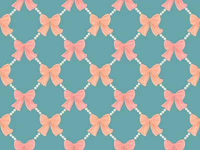 Bows and Pearls bow trend bows coquette digital digital illustration digital painting illustration procreate repeat pattern surface design surface pattern