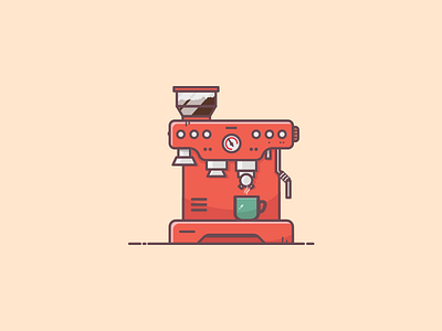 Coffee Machine art cafe coffee coffee bean coffee machine coffee mug colors flat illustration graphic art graphic design icon icon artwork illustration illustration art illustrator logo minimal mug vector warm colors