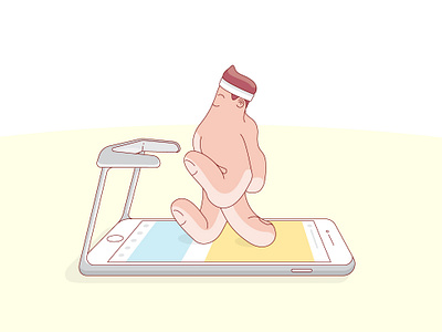 Daily Exercise app comic comic book design drawing exercise facebook fingers funny hand illustration instagram machine phone run social media vector