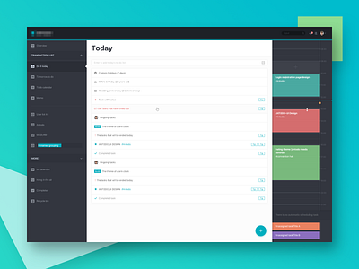 Antodo Today blue calendar card chart clean dashboard design gantt chart icons ui ux web