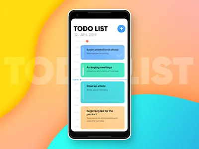 Todo List app card clean color design gantt chart google mobile pixel todo ui ux