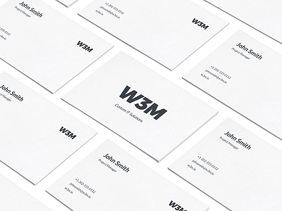 W3M Logo and Business Card app black brand branding business card developement flat font icon identity logo logotype mark mobile software startup style web white