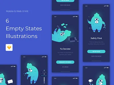 Empty States Illustrations angga risky app icon illustration mobile ui ui design wireframe