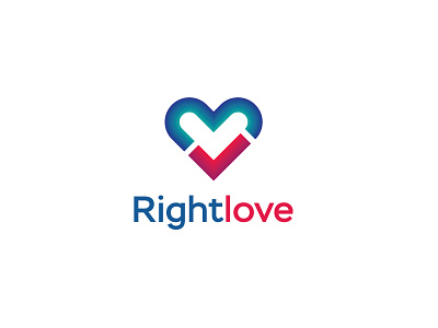 Rightlove design graphics heart icon logo minimal right tick vector