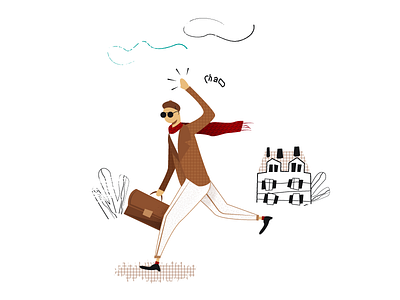 #012 Chao 2d black chao design digitalillustration dribble flat glasses illustration migration run vector