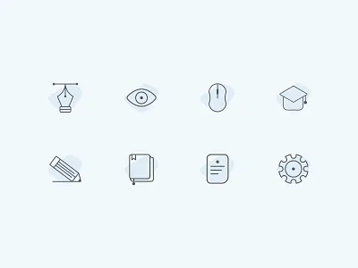 Icons books design. education educationiconpack exam eye gear icons iconsdesign iconspack mousetool notes pen pencil ramyaux settings study tool