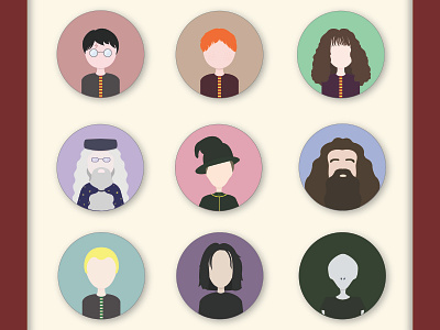 Harry Potter Flat Design Characters character character design digital drawing fan art flat design harry potter illustration