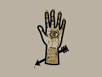 Your Fate Your Hands arrow design digital eye gold graphic design hand illustration logo palmistry society6 t shirt t恤 vector yoga mat