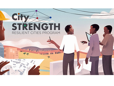 City Strength, World Bank program africa animation art architecture city design developing graphic graphic art housing illustration landscape illustration men people urban