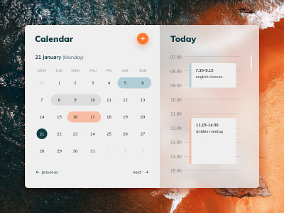 Calendar app blurred calendar clean design graphic tasks timeline ui