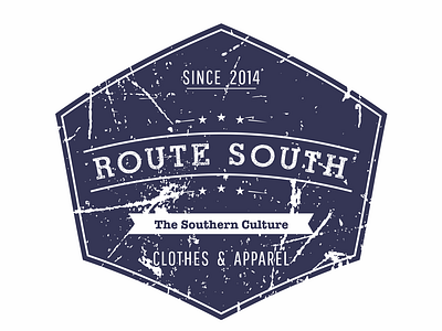 Route South logo #3 americana apparel blue brand circular clothing contest graphic design gray iso label lifestyle logo retro retro badge round route south tshirt usa