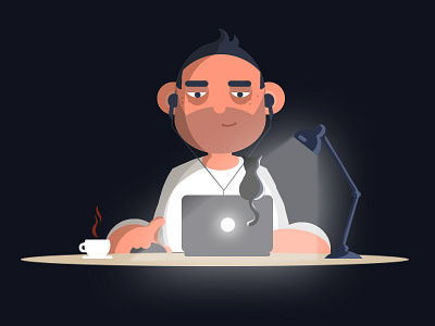 Design in Progress after effect animation art behance cat character coffee computer design head illustration lamp laptop man people photoshop studio tea vector work