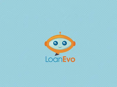 LoanEvo Logo android blue logo marketing online services orange robot