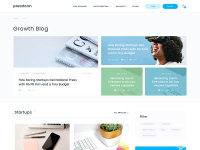 Blog Page Press Farm blog design ui ux ux ui web design