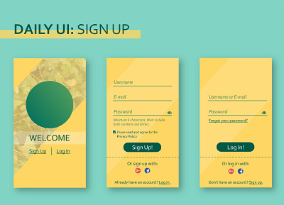 Daily UI Challenge: #001 Sign Up app daily 100 daily ui interface sign up ui