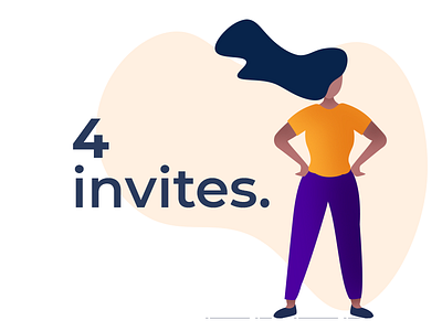 Dribbble Invites 4x invites character dribbble girl girl character illustration invites ui ux vector