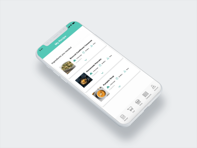 Grocery Shopping App - Recipe animation app appdesign applicaiton design designer gif illustration interface typography ui ui desgin user center design ux ux animation ux design wireframe