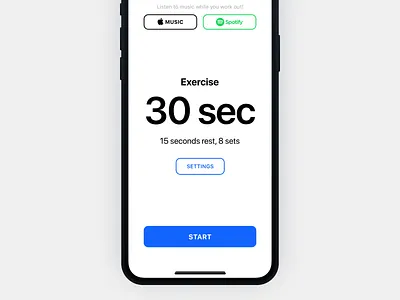 Workout Timer App – Start gym iphone x music native simple sport training typography