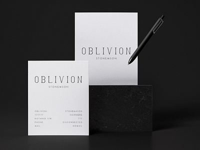 Oblivion Stonemasonery branding business card darkness design game graphicdesign illustration illustrator logo logodesign minimalism mock up nothing oblivion pattern photoshop spacing typography white white and black