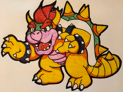 Bowser drawing ink micron nintendo pen