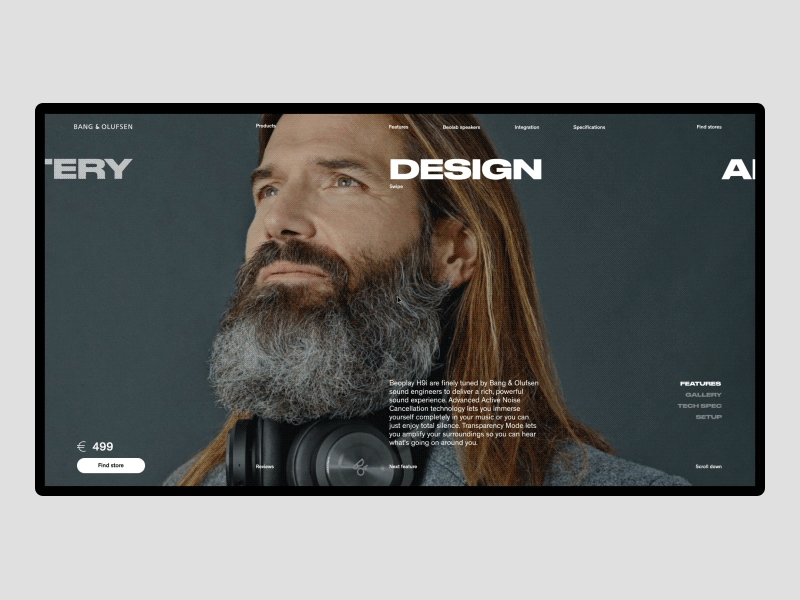 Bang & Olufsen Beoplay animation color desktop ecommerce fullscreen gif grid headphones ios iphonex minimal motion product scroll store typography ui ux web website