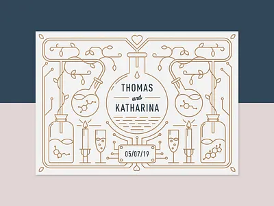 Wedding Invitation candle chemical code couple flower gold invite it love reaction structure wedding