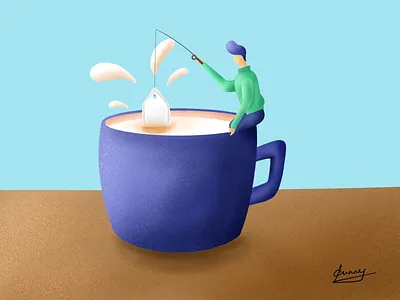 Bed Tea - ( 9/100 ) Daily Illustration Challenge apple pencil brush character color cup design illustration ipad paint procreate sunny thecruze tea