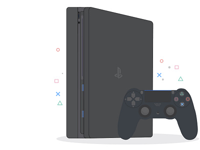 Playstation 4 Slim Vertical colors illustration