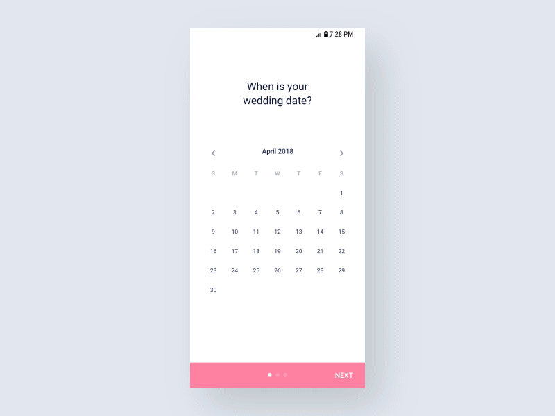 Wedding Diet App (Setup Process) app concept app prototype calendar diet app icon principle process prototyping setup signup sketchapp uidesign wedding