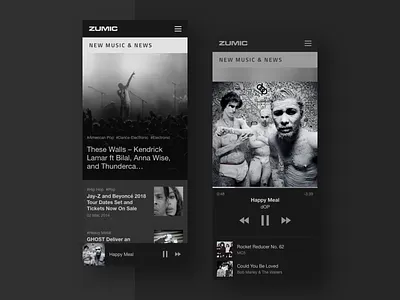 Zumic black black white concept design homepage mobile music product responsive ui userinterface ux ux design webdesign website