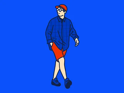 Man Illustration blue illistration man red shirt